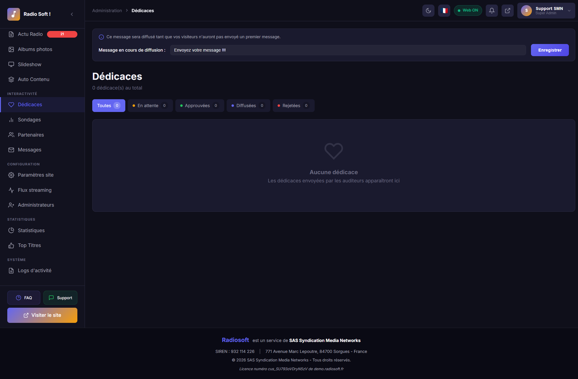 Gestion des dédicaces